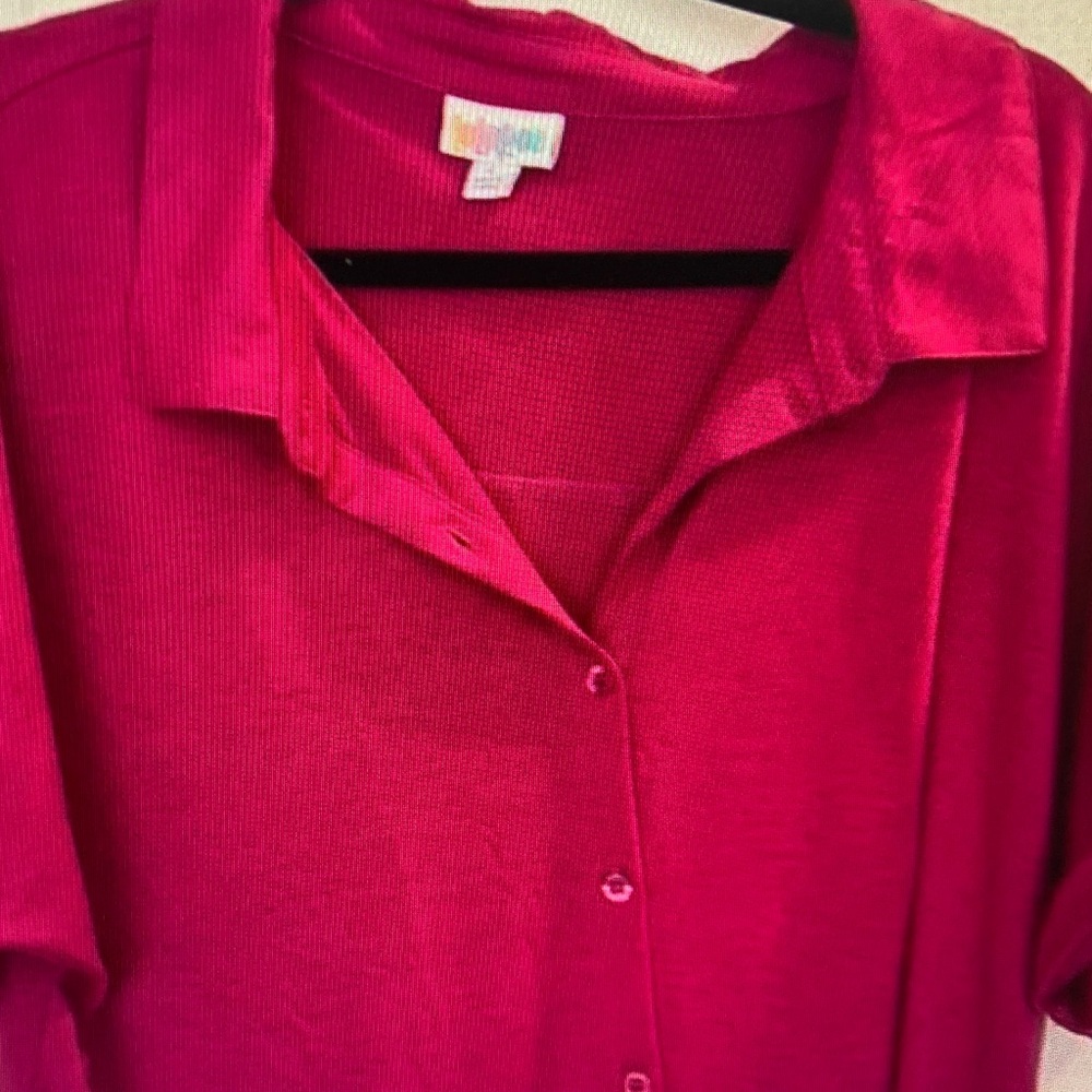 LuLaRoe Bright Fuchsia Button-Down Top